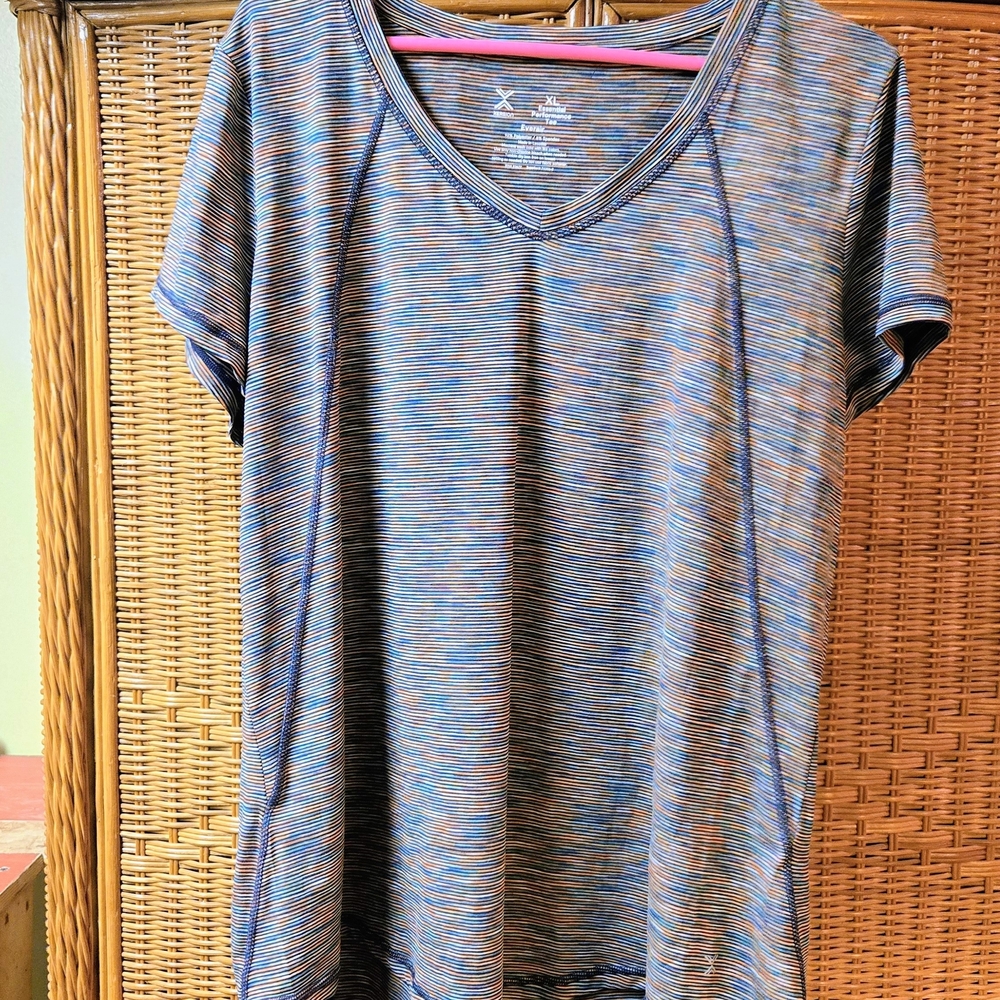 Xersion Vibrant Striped Short Sleeve Tee - Picture 2 of 6